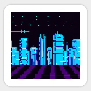 Pixel art cyberpunk cities 3 Sticker